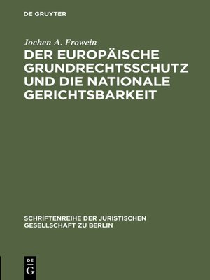 cover image of Der europäische Grundrechtsschutz und die nationale Gerichtsbarkeit